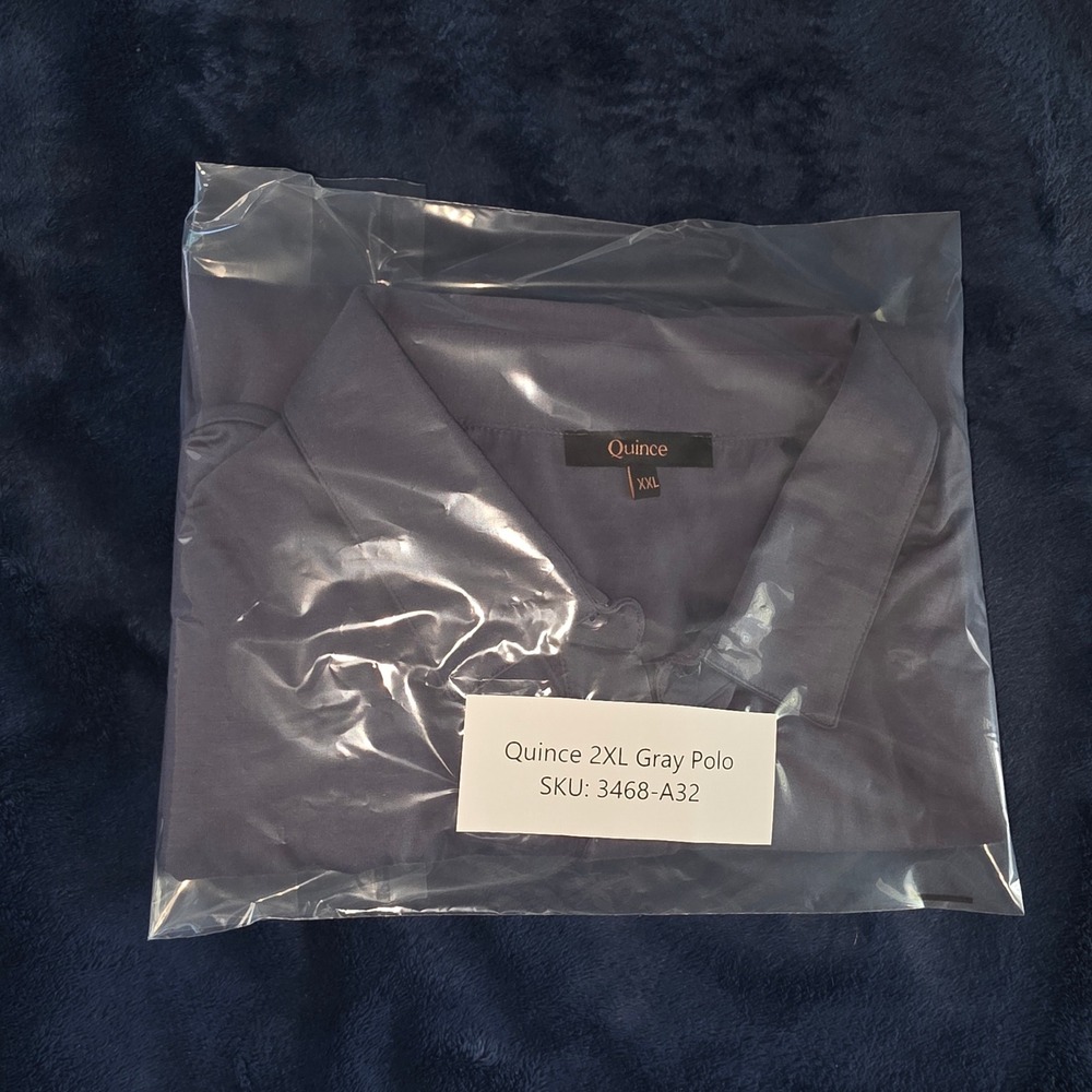 Quince Mens 100% Pima Cotton Luxe Touch Polo Faded‎ Indigo Gray XXL - Picture 8 of 15